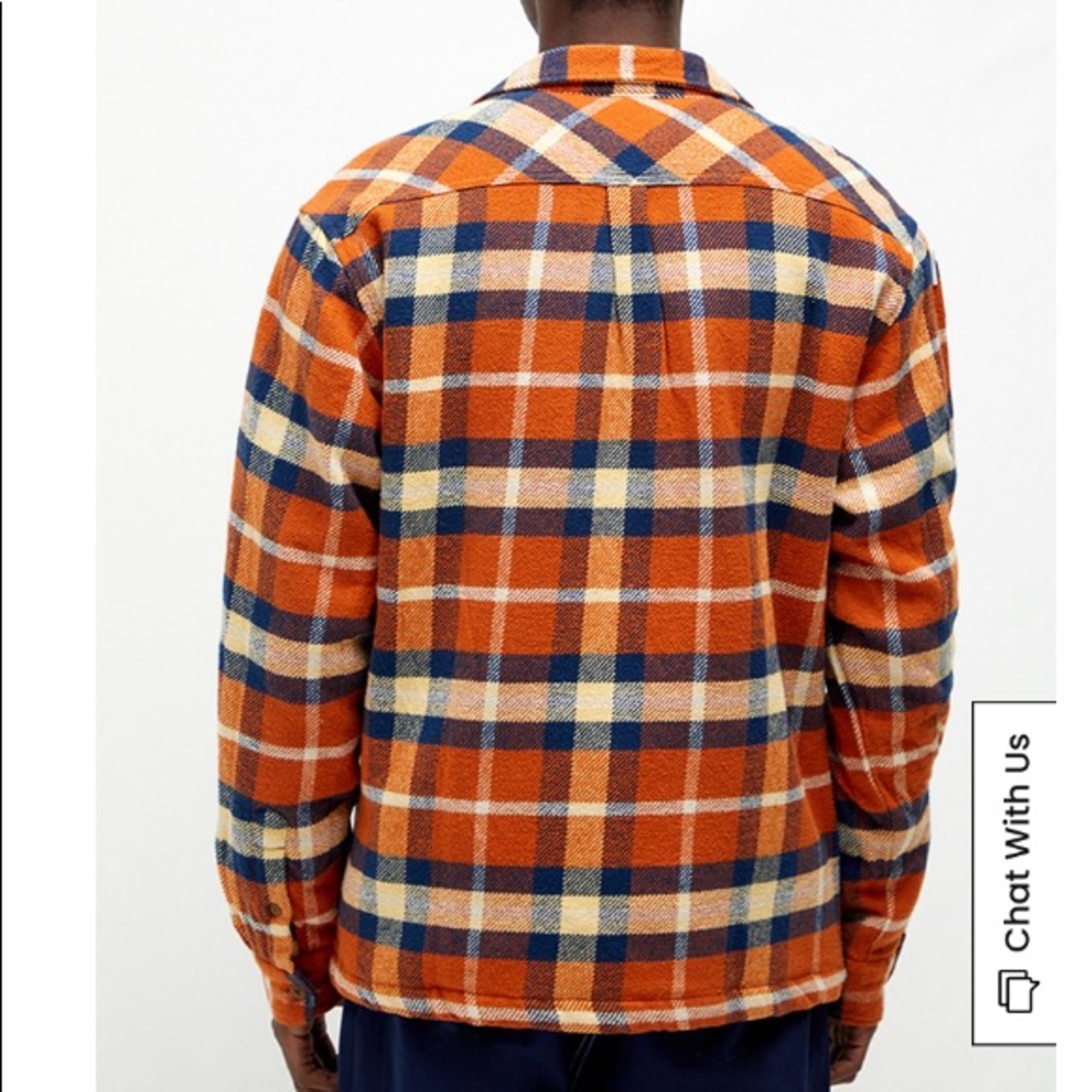Men’s TALL Montage Orange/Blue/Tan Plaid Flannel Long Sleeve Shirt